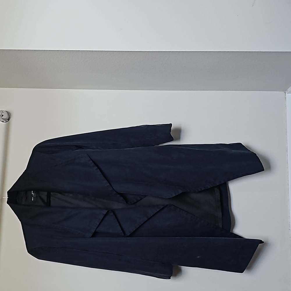 Club monaco navy mauve blue draped collar shacket